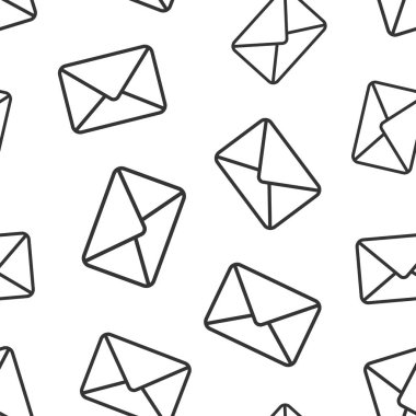 Düz biçimli e- posta ileti simgesi. Beyaz izole edilmiş arkaplan üzerindeki posta vektör illüstrasyonunu göster. İleti yazışmaları kusursuz şablon iş kavramı.