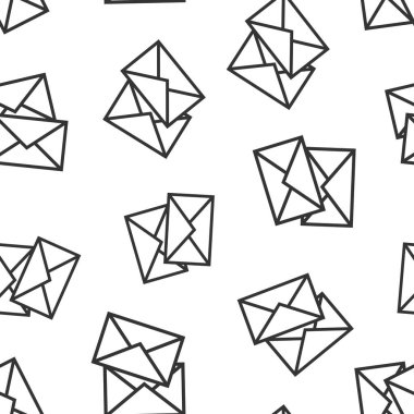 Düz biçimli e- posta ileti simgesi. Beyaz izole edilmiş arkaplan üzerindeki posta vektör illüstrasyonunu göster. İleti yazışmaları kusursuz şablon iş kavramı.