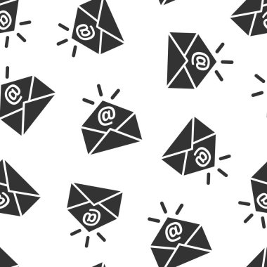 Düz biçimli e- posta ileti simgesi. Beyaz izole edilmiş arkaplan üzerindeki posta vektör illüstrasyonunu göster. İleti yazışmaları kusursuz şablon iş kavramı.