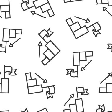 Bitiş bayrağı simgesi düz bir merdiven. Beyaz arka planda liderlik meydan okuma vektör illüstrasyonu. Kariyer büyümesi sorunsuz model iş konsepti.