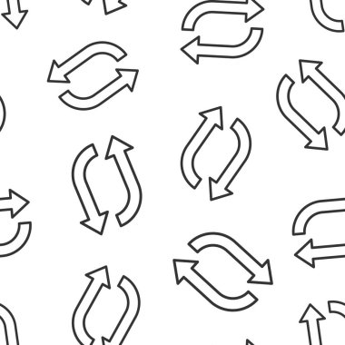 Düz stil ok döndürme simgesi. Beyaz izole edilmiş arkaplanda eylem vektör illüstrasyonunu eşzamanla. Tazeleme düğmesi kusursuz şablon iş konsepti.