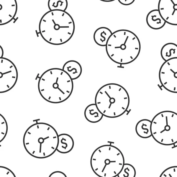 Tiempo Icono Del Dinero Estilo Plano Reloj Con Ilustración Vector — Vector de stock