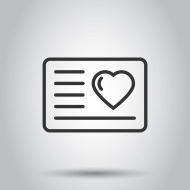 Sadakat kartı simgesi düz stil. Beyaz izole arkaplanda ödül vektör illüstrasyonu. İndirimli iş kavramı.