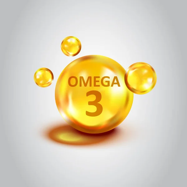 Omega 3 simgesi düz stil. Beyaz izole edilmiş arka planda hap kapsülü vektör çizimi. Organik vitamin besleyici yağ balığı iş konsepti.