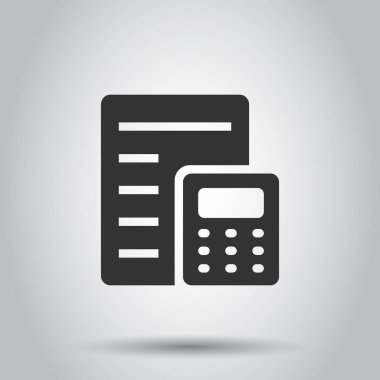 Vergi ödeme ikonu düz stil. Beyaz izole edilmiş arka planda bütçe fatura vektör çizimi. Belge işi konseptini hesapla.