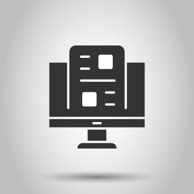 Düz stil blog simgesi. Beyaz izole edilmiş arka planda sosyal medya iletişim vektör illüstrasyonu. İçerik iş konsepti.