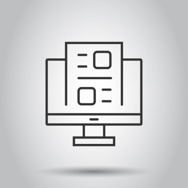 Düz stil blog simgesi. Beyaz izole edilmiş arka planda sosyal medya iletişim vektör illüstrasyonu. İçerik iş konsepti.