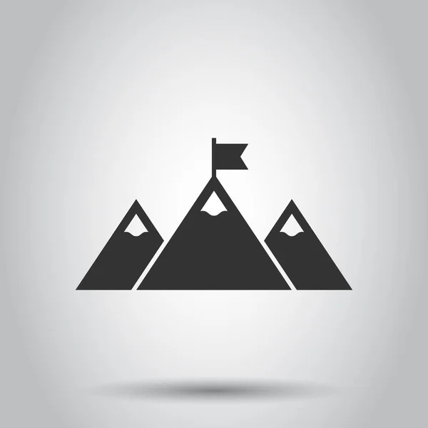 Πρωταθλητής Αποστολή Εικονίδιο Επίπεδη Στυλ Εικονογράφηση Διανύσματος Βουνού Λευκό Απομονωμένο — Διανυσματικό Αρχείο