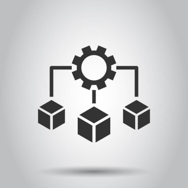 Api teknolojisi simgesi düz stil. Beyaz izole arkaplanda algoritma vektör çizimi. Ok iş konsepti olan vites.