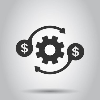 Para optimizasyon simgesi düz stilde. Beyaz izole edilmiş arka planda etkili vektör çizimi. Finans süreci iş kavramı.