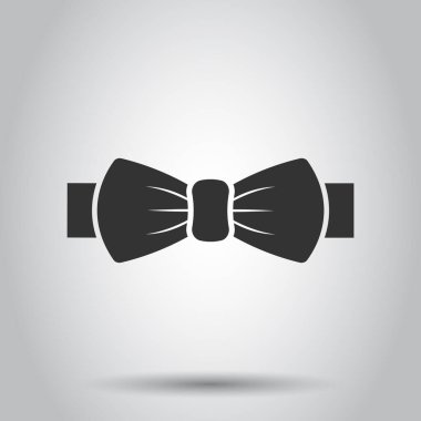 Papyon ikonunu düz bir şekilde bağla. Beyaz izole arkaplanda papyon vektör çizimi. Kelebek iş konsepti.