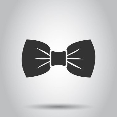 Papyon ikonunu düz bir şekilde bağla. Beyaz izole arkaplanda papyon vektör çizimi. Kelebek iş konsepti.