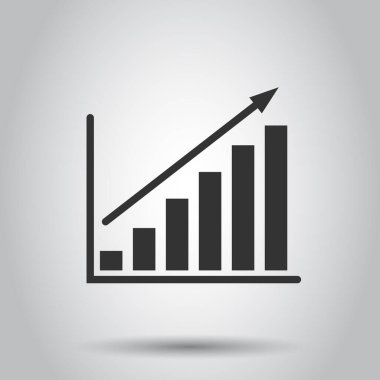 Grafik simgesi düz stil. Beyaz izole arkaplanda ok büyütme vektör illüstrasyonu. İş konseptini analiz et.