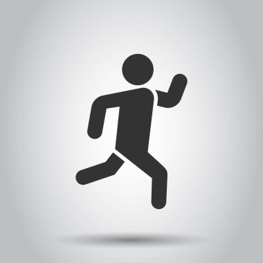 İnsanların simgelerini düz bir şekilde çalıştır. Beyaz izole arkaplanda sıçrama vektör illüstrasyonu. Fitness iş konsepti.