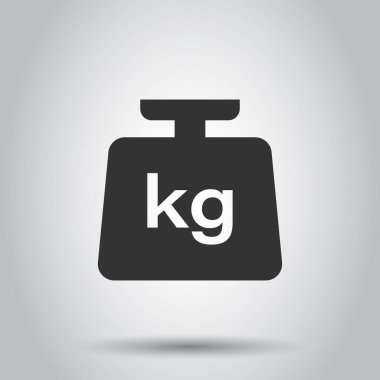 Simgeyi düz ölçekte ölçekle. Beyaz izole arkaplanda kilogram dambıl vektör çizimi. Jimnastik dünyası konsepti.