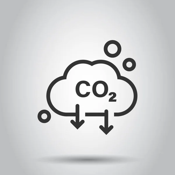 Co2 Ikon Lapos Stílusban Kibocsátásvektor Illusztráció Fehér Elszigetelt Háttérrel Gázcsökkentési — Stock Vector