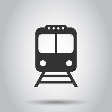 Metro ikonu düz stil. Beyaz izole edilmiş arka planda tren metro vektör çizimi. Demiryolu kargo işi konsepti.