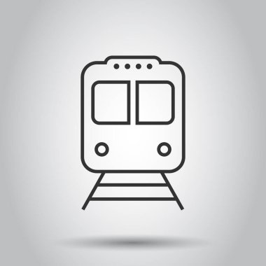 Metro ikonu düz stil. Beyaz izole edilmiş arka planda tren metro vektör çizimi. Demiryolu kargo işi konsepti.