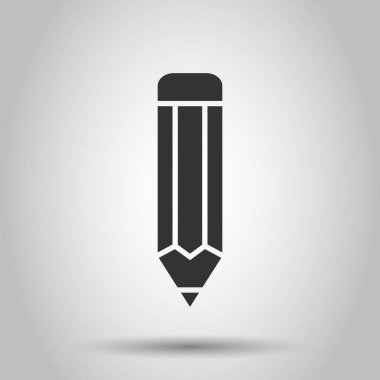 Düz stil kalem simgesi. Beyaz izole arkaplanda kalem vektör çizimi. İş konsepti çizimi.