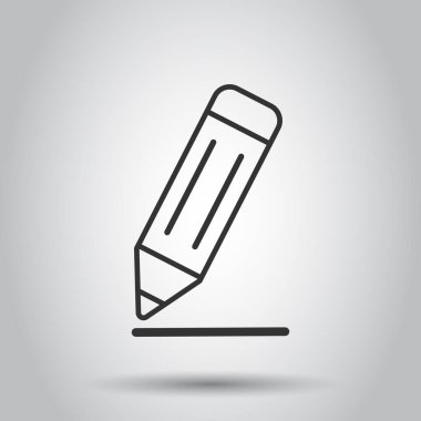 Düz stil kalem simgesi. Beyaz izole arkaplanda kalem vektör çizimi. İş konsepti çizimi.