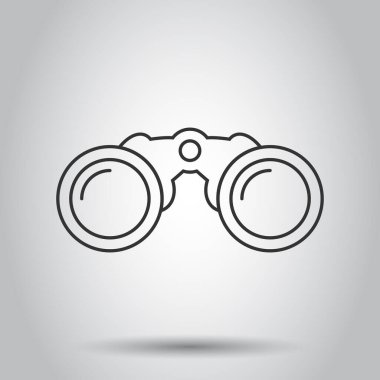 Düz bir dürbün simgesi. İzole edilmiş beyaz arkaplanda arama vektörü çizimi. Büyütme iş konsepti.