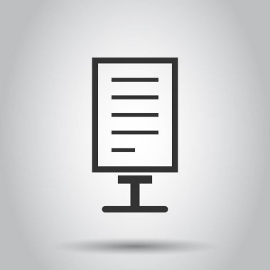 Düz stil ilan panosu simgesi. Beyaz izole edilmiş arka planda şehir ışığı vektör illüstrasyonunu göster. Pankart iş konsepti.