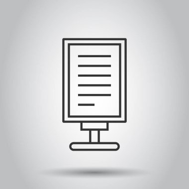 Düz stil ilan panosu simgesi. Beyaz izole edilmiş arka planda şehir ışığı vektör illüstrasyonunu göster. Pankart iş konsepti.