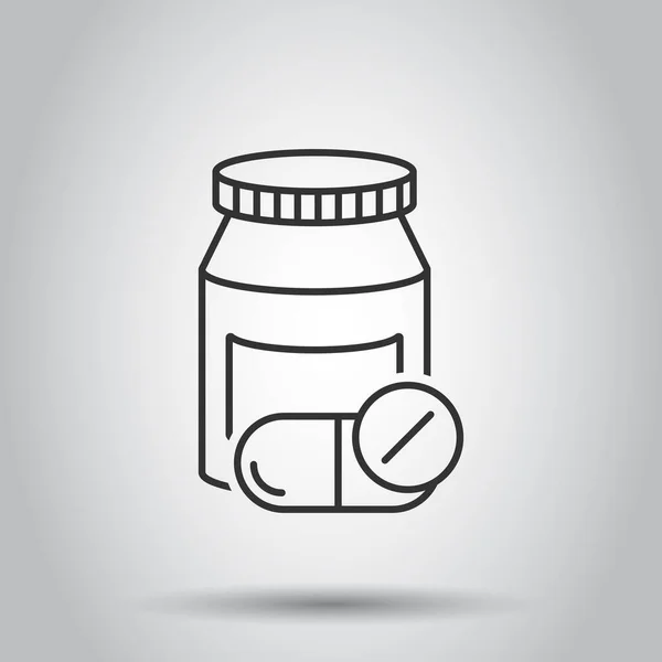 Pill Flaska Ikon Platt Stil Droger Vektor Illustration Vit Isolerad — Stock vektor