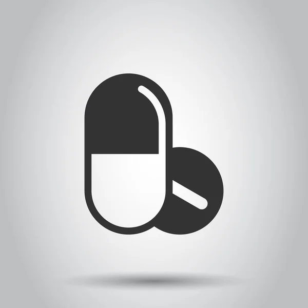 Pillen Kapsel Symbol Flachen Stil Drugs Vector Illustration Auf Weißem — Stockvektor