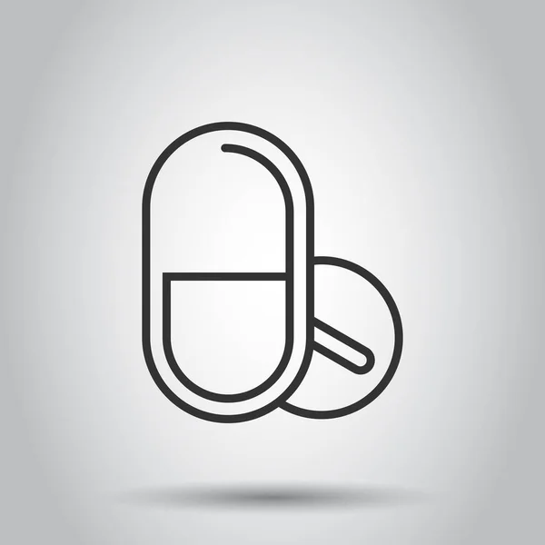 Pill Κάψουλα Εικονίδιο Επίπεδη Στυλ Εικονογράφηση Διανύσματος Ναρκωτικών Λευκό Απομονωμένο — Διανυσματικό Αρχείο