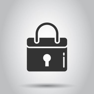 Dolap simgesi düz stil. Beyaz izole arkaplanda asma kilit parola vektör çizimi. Anahtar iş konseptini açar.