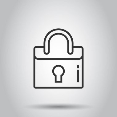 Dolap simgesi düz stil. Beyaz izole arkaplanda asma kilit parola vektör çizimi. Anahtar iş konseptini açar.
