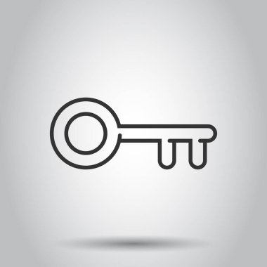 Düz stil anahtar simgesi. Beyaz izole arkaplanda parola vektör çizimi. Erişim iş konsepti.