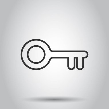 Düz stil anahtar simgesi. Beyaz izole arkaplanda parola vektör çizimi. Erişim iş konsepti.