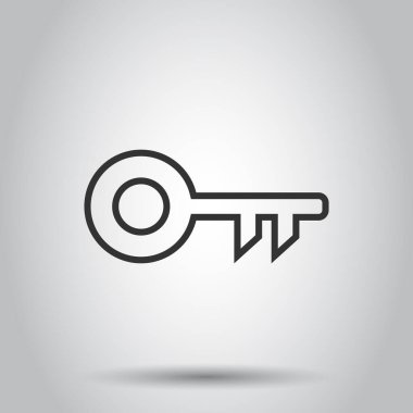 Düz stil anahtar simgesi. Beyaz izole arkaplanda parola vektör çizimi. Erişim iş konsepti.