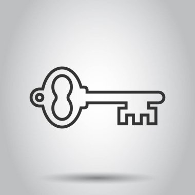 Düz stil anahtar simgesi. Beyaz izole arkaplanda parola vektör çizimi. Erişim iş konsepti.