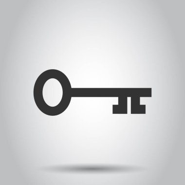 Düz stil anahtar simgesi. Beyaz izole arkaplanda parola vektör çizimi. Erişim iş konsepti.