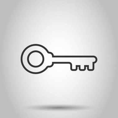 Düz stil anahtar simgesi. Beyaz izole arkaplanda parola vektör çizimi. Erişim iş konsepti.