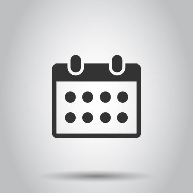 Düz stil takvim simgesi. Beyaz izole edilmiş arka planda ajanda vektör çizimi. Program planlama iş konsepti.