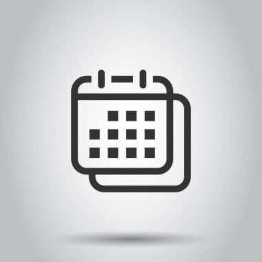 Düz stil takvim simgesi. Beyaz izole edilmiş arka planda ajanda vektör çizimi. Program planlama iş konsepti.