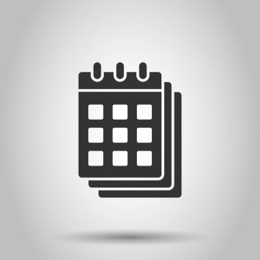 Düz stil takvim simgesi. Beyaz izole edilmiş arka planda ajanda vektör çizimi. Program planlama iş konsepti.
