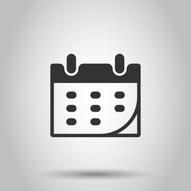 Düz stil takvim simgesi. Beyaz izole edilmiş arka planda ajanda vektör çizimi. Program planlama iş konsepti.