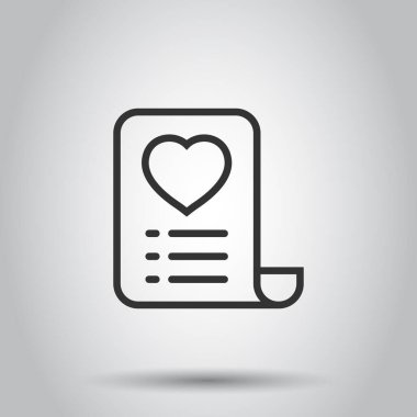 Düz stil dilek listesi simgesi. Beyaz izole arkaplandaki belge vektör çizimi gibi. Favori iş listesi konsepti.