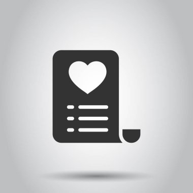 Düz stil dilek listesi simgesi. Beyaz izole arkaplandaki belge vektör çizimi gibi. Favori iş listesi konsepti.