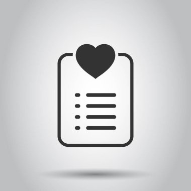 Düz stil dilek listesi simgesi. Beyaz izole arkaplandaki belge vektör çizimi gibi. Favori iş listesi konsepti.