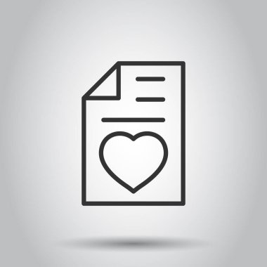 Düz stil dilek listesi simgesi. Beyaz izole arkaplandaki belge vektör çizimi gibi. Favori iş listesi konsepti.