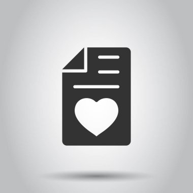 Düz stil dilek listesi simgesi. Beyaz izole arkaplandaki belge vektör çizimi gibi. Favori iş listesi konsepti.