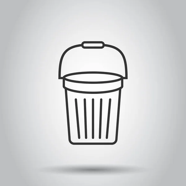 Bucket Icon Flat Style Garbage Pot Vector Illustration White Isolated — Stock Vector