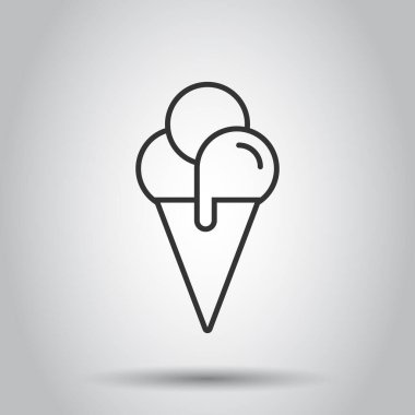 Düz stil dondurma ikonu. Beyaz izole edilmiş arka planda sundae vektör çizimi. Şerbet tatlı işi konsepti.