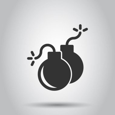 Bomba ikonu düz stil. Beyaz izole edilmiş arka planda dinamit vektör çizimi. C4 iş konsepti değil.